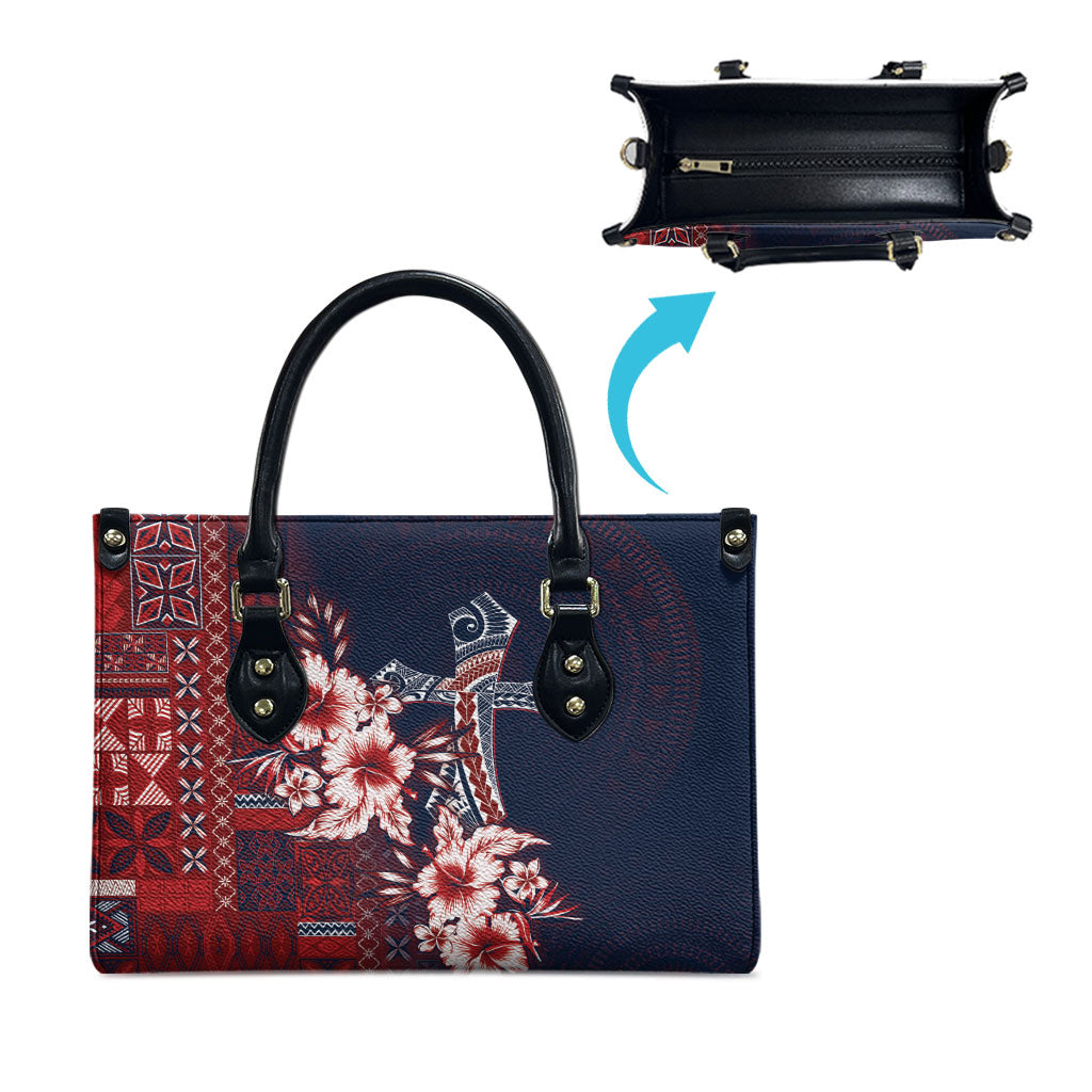Samoa AIGA Mamanu Siapo Malu Motifs Leather Bag Flag Color
