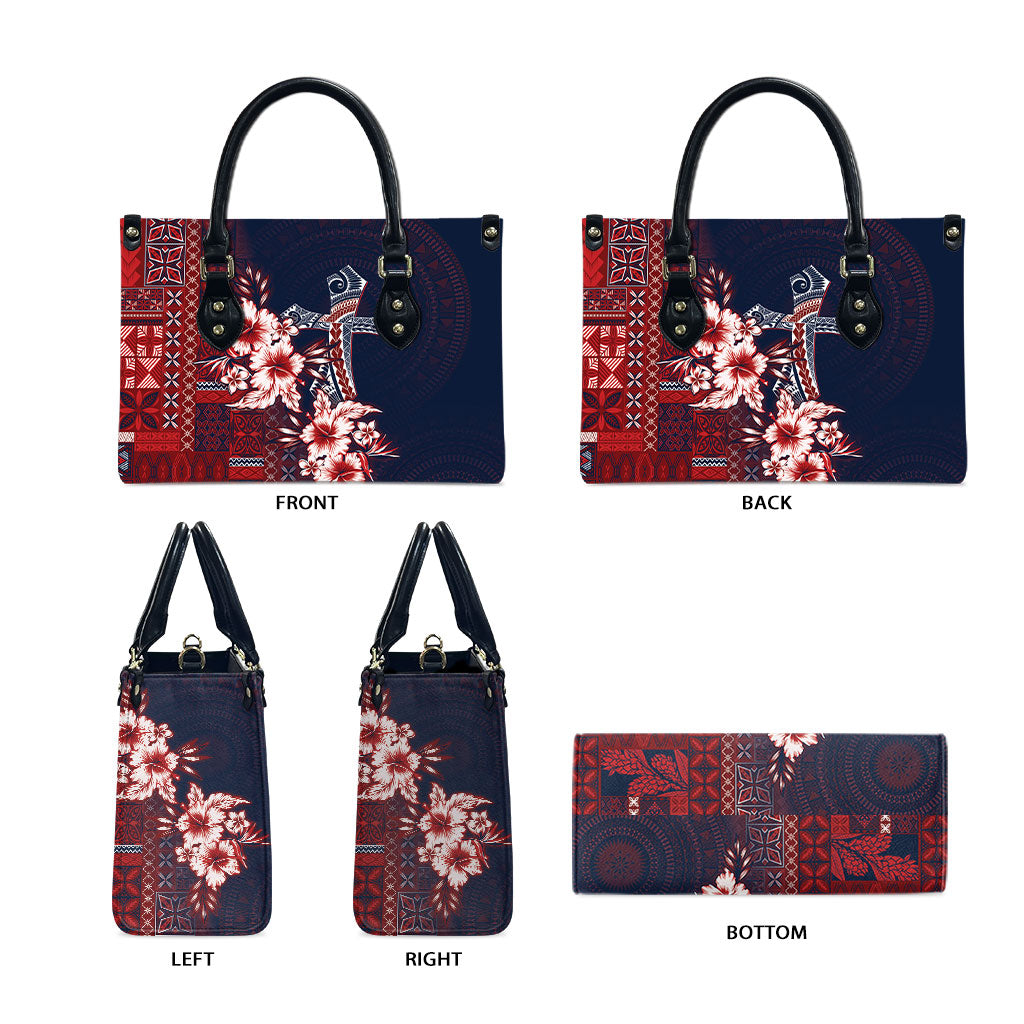 Samoa AIGA Mamanu Siapo Malu Motifs Leather Bag Flag Color