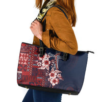 Samoa AIGA Mamanu Siapo Malu Motifs Leather Tote Bag Flag Color