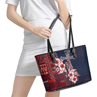 Samoa AIGA Mamanu Siapo Malu Motifs Leather Tote Bag Flag Color