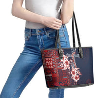 Samoa AIGA Mamanu Siapo Malu Motifs Leather Tote Bag Flag Color