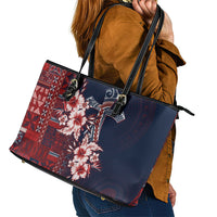 Samoa AIGA Mamanu Siapo Malu Motifs Leather Tote Bag Flag Color
