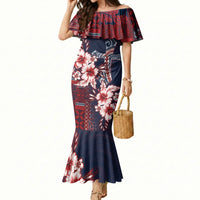 Samoa AIGA Mamanu Siapo Malu Motifs Mermaid Dress Flag Color