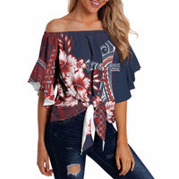 Samoa AIGA Mamanu Siapo Malu Motifs Off Shoulder Wrap Waist Top Flag Color