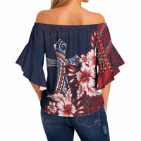 Samoa AIGA Mamanu Siapo Malu Motifs Off Shoulder Wrap Waist Top Flag Color
