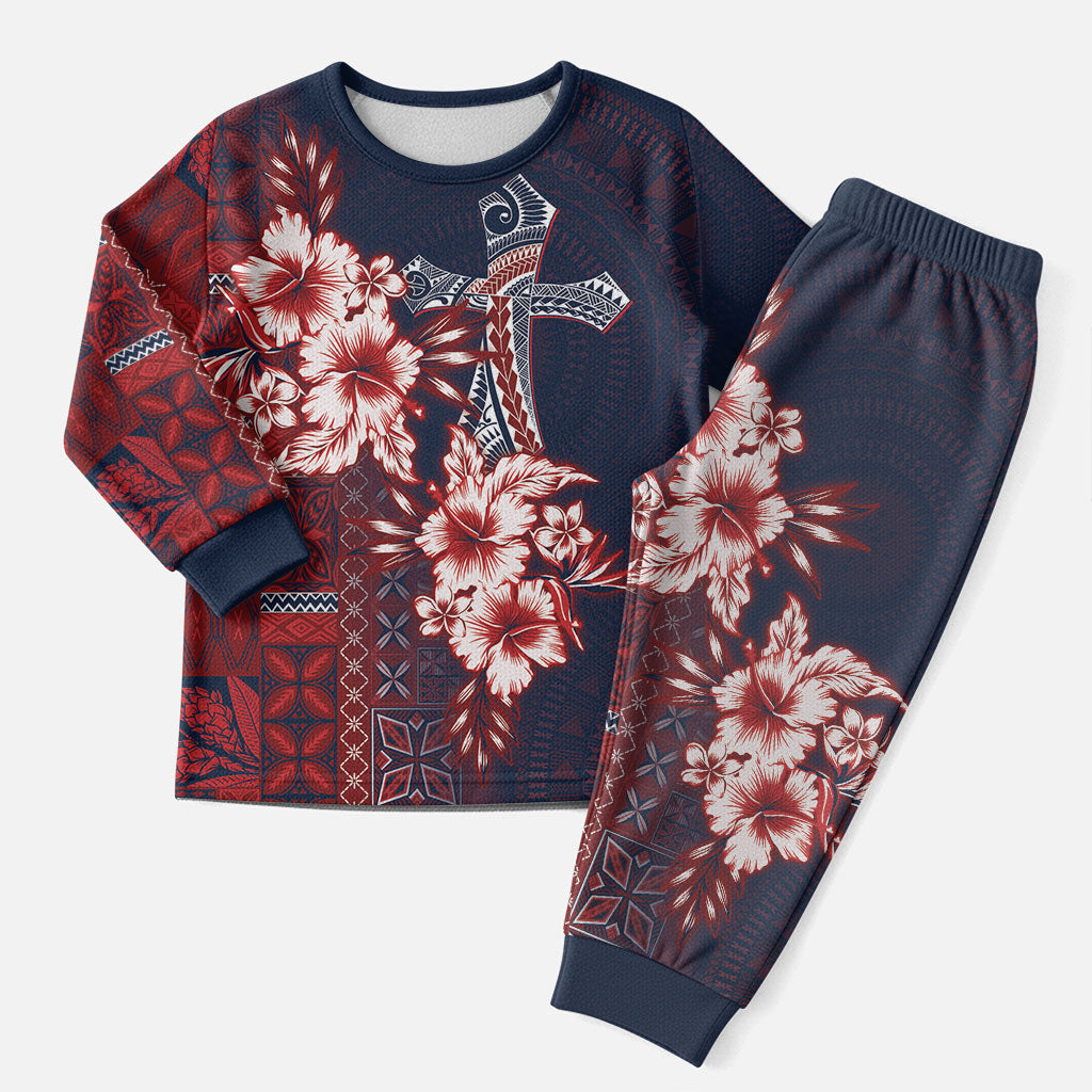 Samoa AIGA Mamanu Siapo Malu Motifs Christmas Pajama Set Flag Color