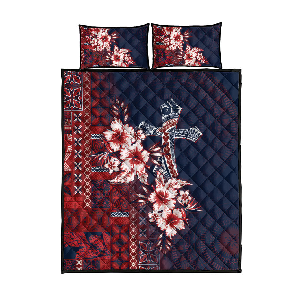 Samoa AIGA Mamanu Siapo Malu Motifs Quilt Bed Set Flag Color