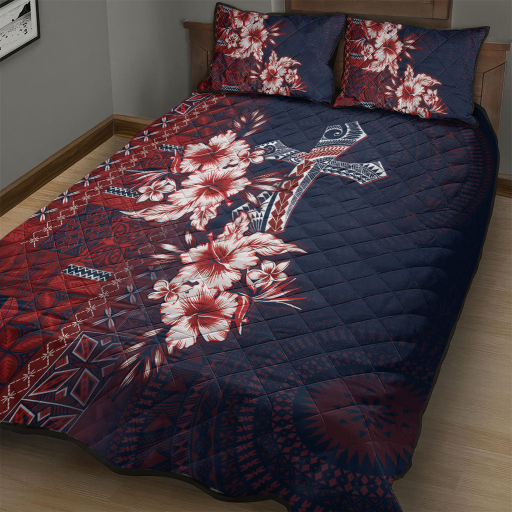 Samoa AIGA Mamanu Siapo Malu Motifs Quilt Bed Set Flag Color