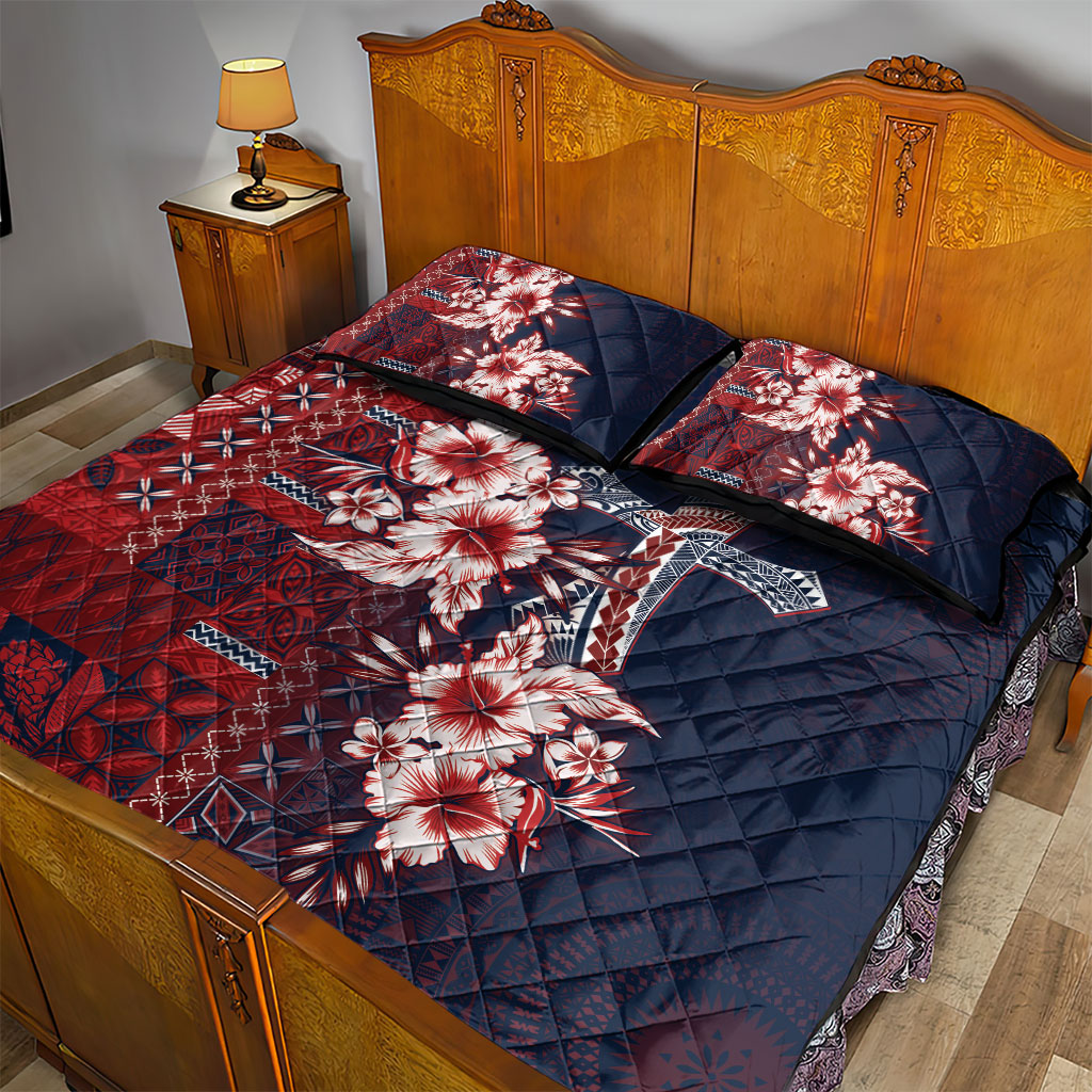Samoa AIGA Mamanu Siapo Malu Motifs Quilt Bed Set Flag Color