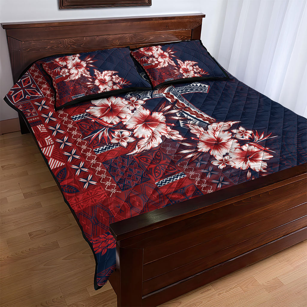 Samoa AIGA Mamanu Siapo Malu Motifs Quilt Bed Set Flag Color