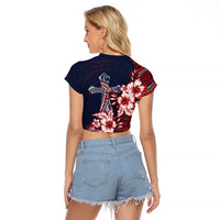 Samoa AIGA Mamanu Siapo Malu Motifs Raglan Cropped T Shirt Flag Color