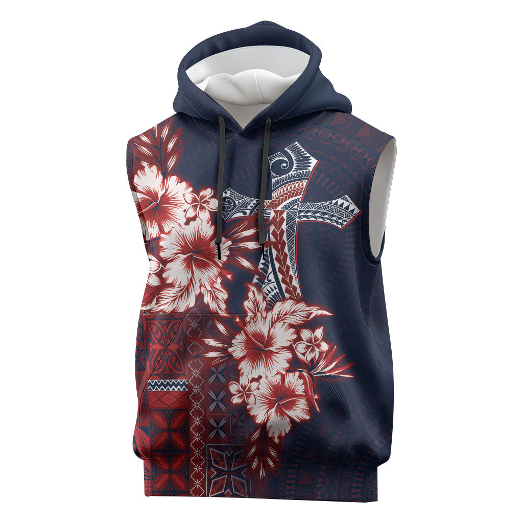 Samoa AIGA Mamanu Siapo Malu Motifs Sleeveless Hoodie Flag Color