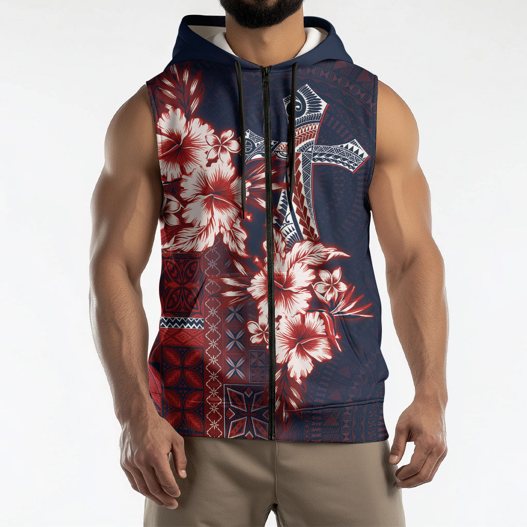 Samoa AIGA Mamanu Siapo Malu Motifs Sleeveless Zip Hoodie Flag Color