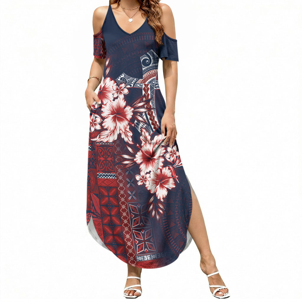 Samoa AIGA Mamanu Siapo Malu Motifs Summer Maxi Dress Flag Color