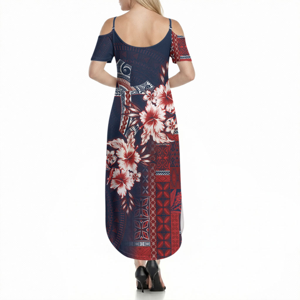 Samoa AIGA Mamanu Siapo Malu Motifs Summer Maxi Dress Flag Color