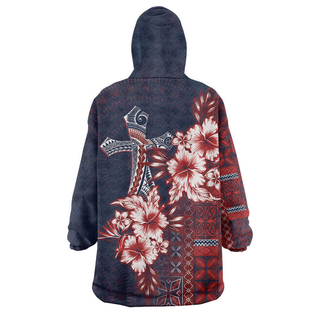 Samoa AIGA Mamanu Siapo Malu Motifs Wearable Blanket Hoodie Flag Color