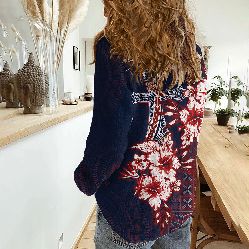 Samoa AIGA Mamanu Siapo Malu Motifs Women Casual Shirt Flag Color