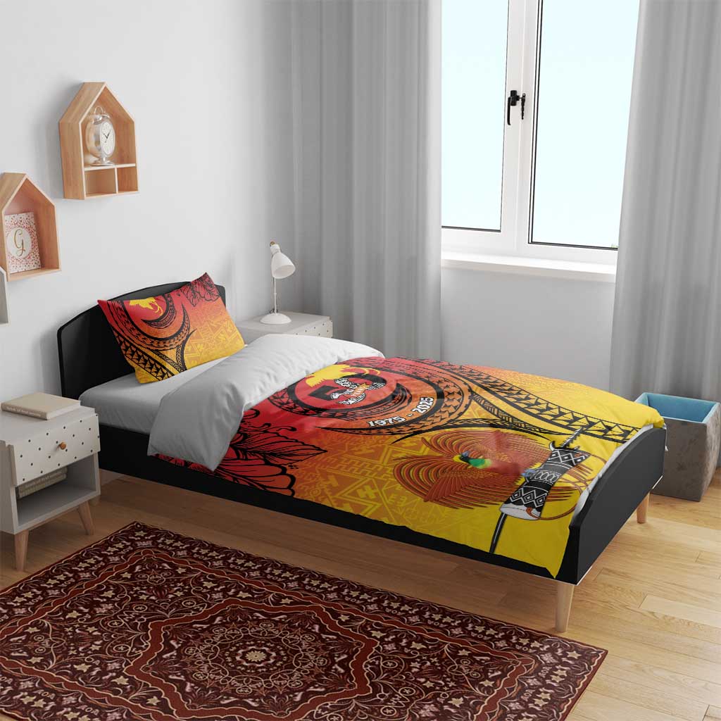 Papua New Guinea 50 Years Bedding Set Motuan Motifs