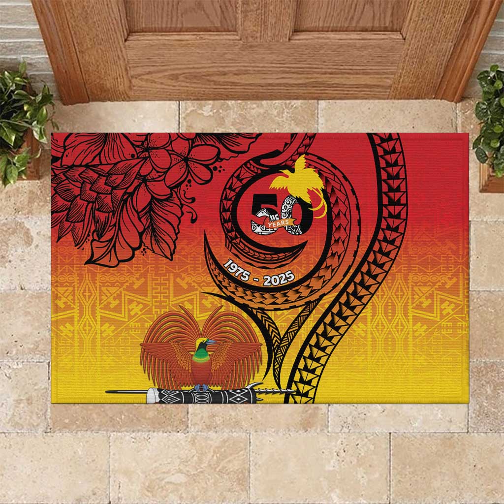 Papua New Guinea 50 Years Rubber Doormat Motuan Motifs LT7 Colorful - Polynesian Pride