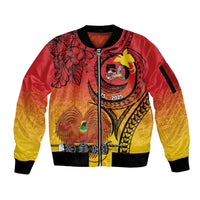 Papua New Guinea 50 Years Sleeve Zip Bomber Jacket Motuan Motifs