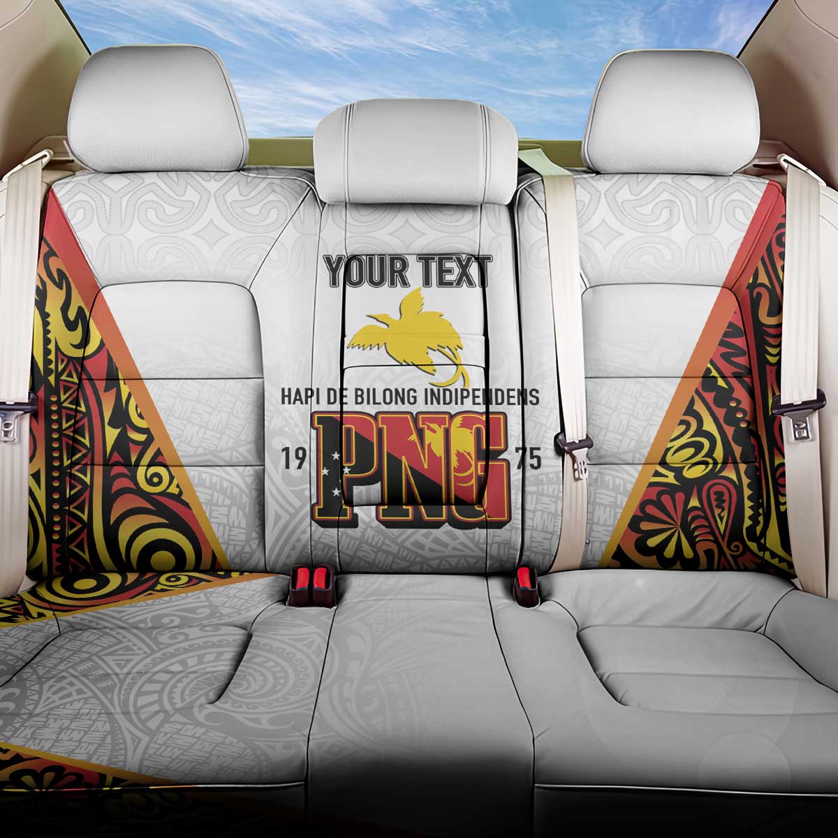 Personalized Papua New Guinea Back Car Seat Cover Hapi De bilong Indipendens PNG