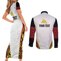 Personalized Papua New Guinea Couples Matching Short Sleeve Bodycon Dress and Long Sleeve Button Shirt Hapi De bilong Indipendens PNG LT7 - Polynesian Pride