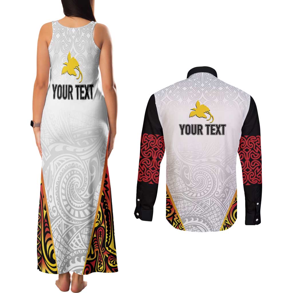 Personalized Papua New Guinea Couples Matching Tank Maxi Dress and Long Sleeve Button Shirt Hapi De bilong Indipendens PNG LT7 - Polynesian Pride