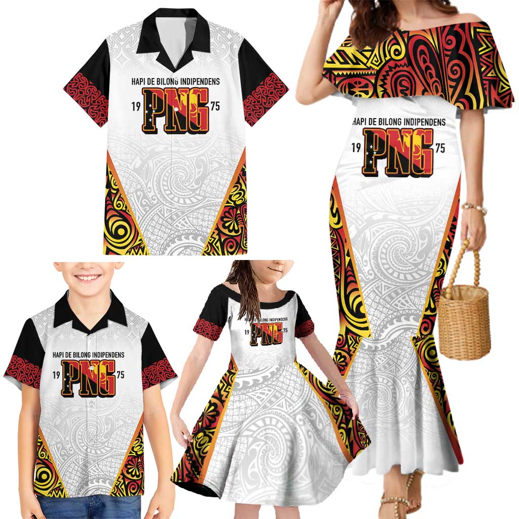 Personalized Papua New Guinea Family Matching Mermaid Dress and Hawaiian Shirt Hapi De bilong Indipendens PNG LT7 - Polynesian Pride