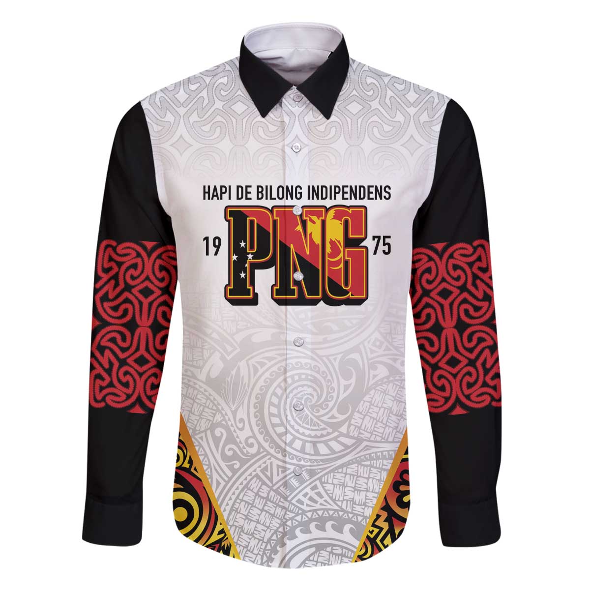 Personalized Papua New Guinea Family Matching Off The Shoulder Long Sleeve Dress and Hawaiian Shirt Hapi De bilong Indipendens PNG