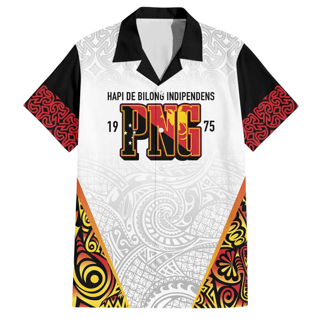 Personalized Papua New Guinea Family Matching Short Sleeve Bodycon Dress and Hawaiian Shirt Hapi De bilong Indipendens PNG LT7 Dad's Shirt - Short Sleeve White - Polynesian Pride
