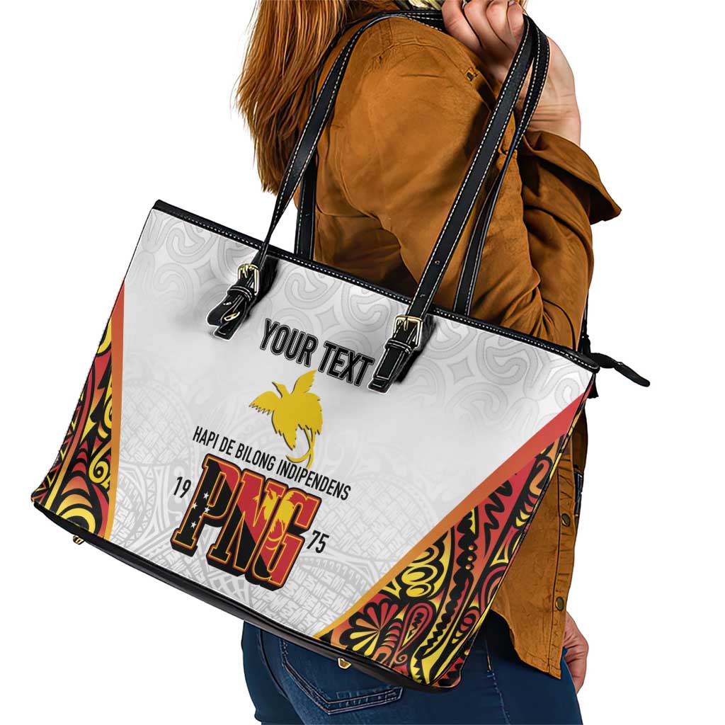 Personalized Papua New Guinea Leather Tote Bag Hapi De bilong Indipendens PNG