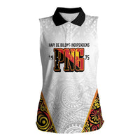 Personalized Papua New Guinea Women Sleeveless Polo Shirt Hapi De bilong Indipendens PNG LT7 Female White - Polynesian Pride