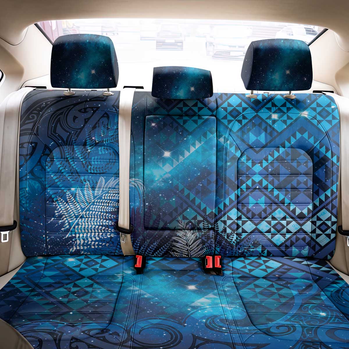 Aotearoa Taniko Matariki Back Car Seat Cover Cosmic Blue LT7 - Polynesian Pride