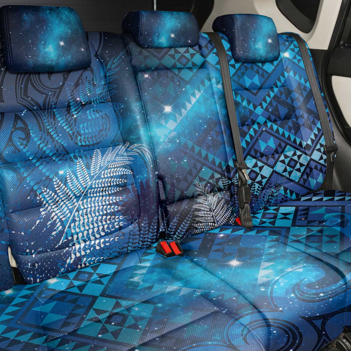 Aotearoa Taniko Matariki Back Car Seat Cover Cosmic Blue LT7 - Polynesian Pride