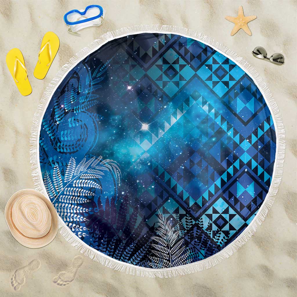 Aotearoa Taniko Matariki Beach Blanket Cosmic Blue LT7 One Size 150cm Blue - Polynesian Pride