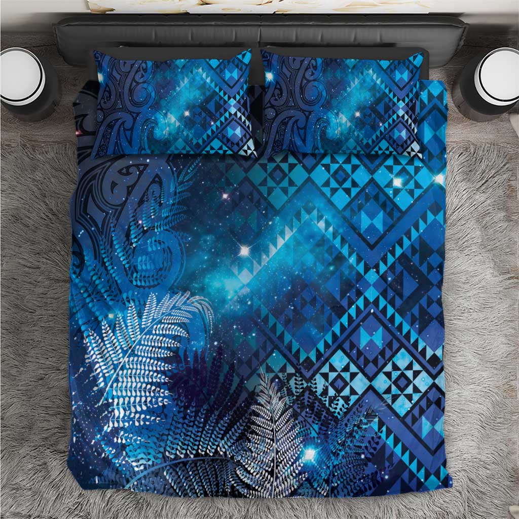 Aotearoa Taniko Matariki Bedding Set Cosmic Blue LT7 Blue - Polynesian Pride