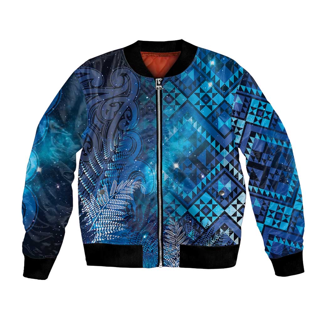 Aotearoa Taniko Matariki Bomber Jacket Cosmic Blue