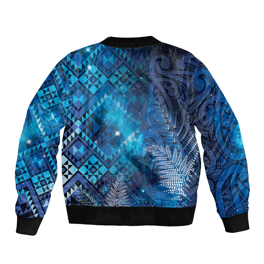 Aotearoa Taniko Matariki Bomber Jacket Cosmic Blue