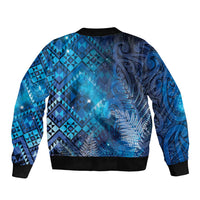 Aotearoa Taniko Matariki Bomber Jacket Cosmic Blue