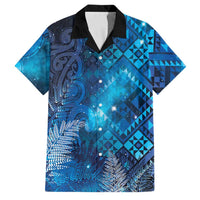 Aotearoa Taniko Matariki Family Matching Mermaid Dress and Hawaiian Shirt Cosmic Blue LT7 Dad's Shirt - Short Sleeve Blue - Polynesian Pride
