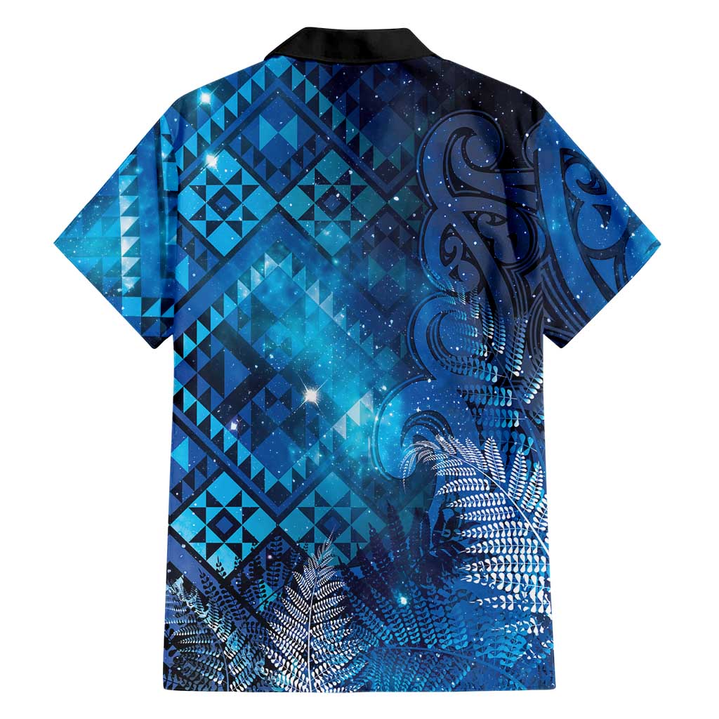 Aotearoa Taniko Matariki Family Matching Off The Shoulder Long Sleeve Dress and Hawaiian Shirt Cosmic Blue