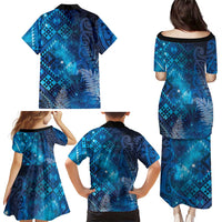 Aotearoa Taniko Matariki Family Matching Puletasi and Hawaiian Shirt Cosmic Blue LT7 - Polynesian Pride