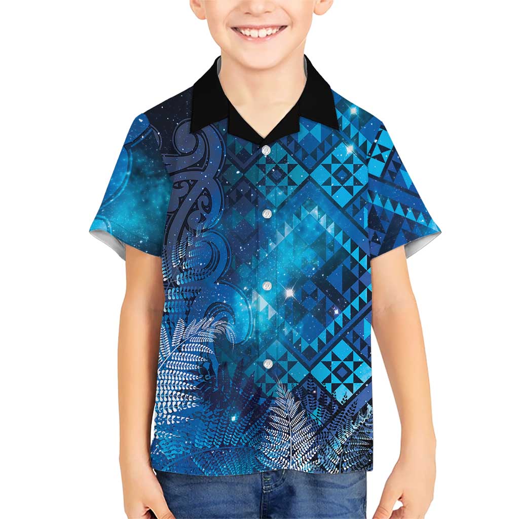 Aotearoa Taniko Matariki Family Matching Summer Maxi Dress and Hawaiian Shirt Cosmic Blue