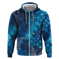 Aotearoa Taniko Matariki Hoodie Cosmic Blue LT7 Zip Hoodie Blue - Polynesian Pride