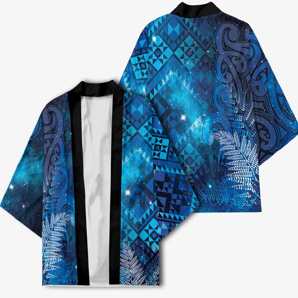 Aotearoa Taniko Matariki Kimono Cosmic Blue