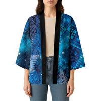 Aotearoa Taniko Matariki Kimono Cosmic Blue