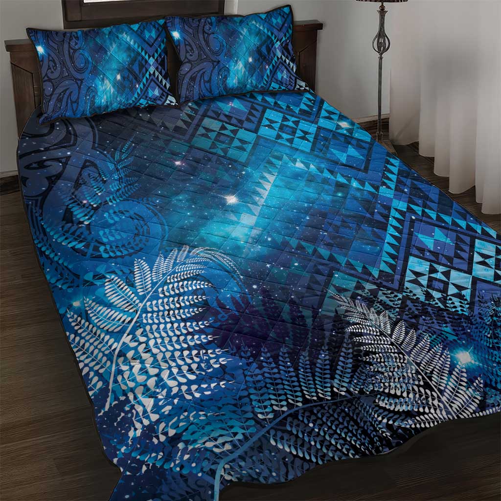 Aotearoa Taniko Matariki Quilt Bed Set Cosmic Blue