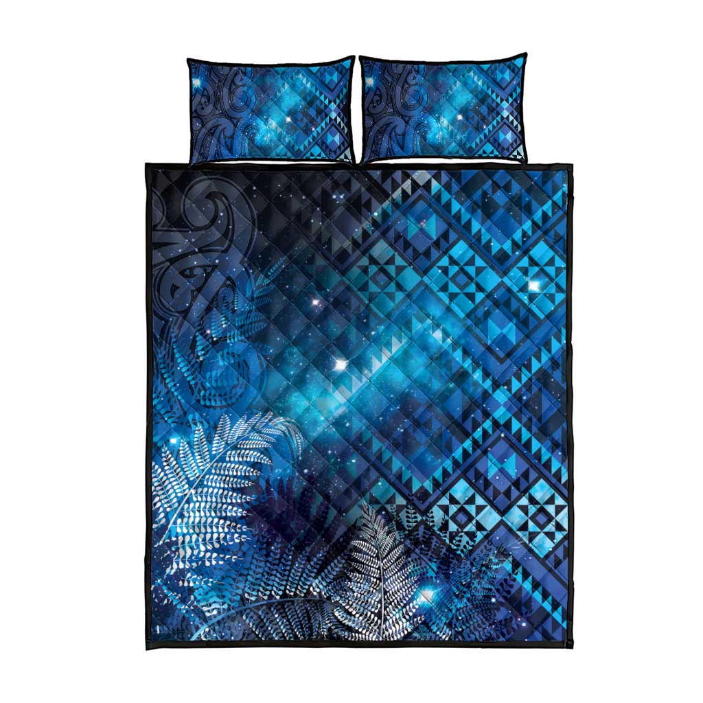 Aotearoa Taniko Matariki Quilt Bed Set Cosmic Blue