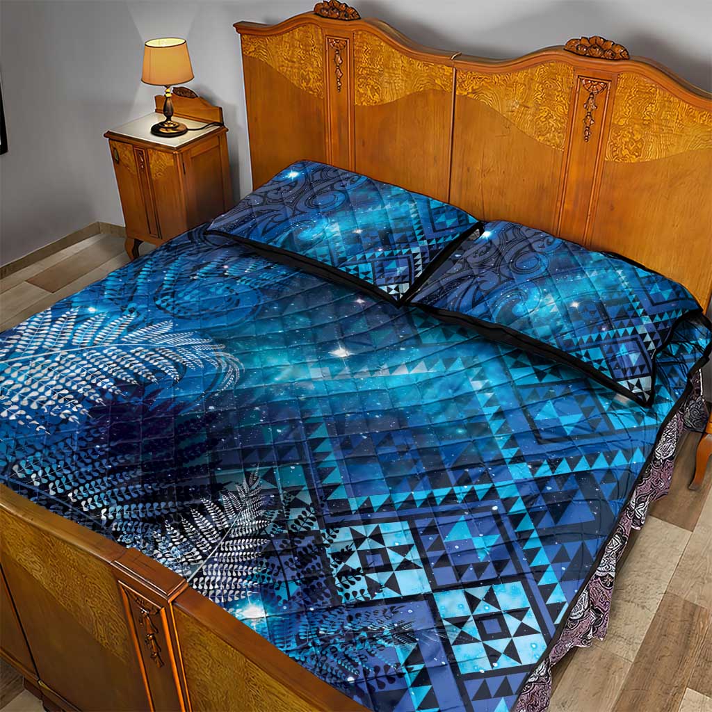 Aotearoa Taniko Matariki Quilt Bed Set Cosmic Blue