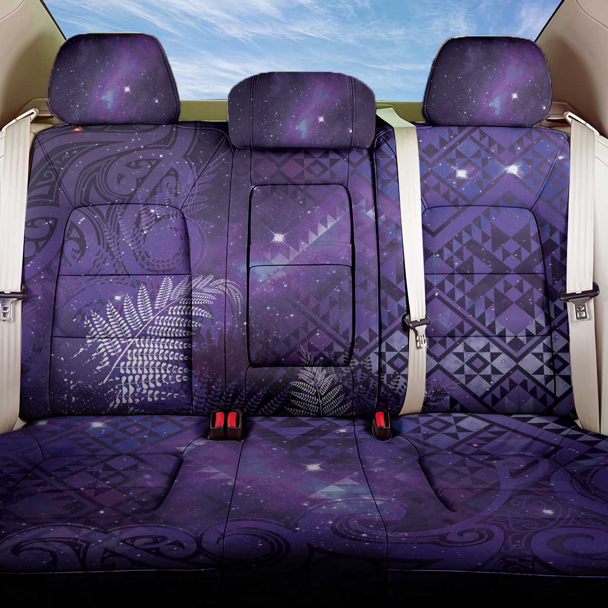 Aotearoa Taniko Matariki Back Car Seat Cover Cosmic Violet LT7 One Size Purple - Polynesian Pride